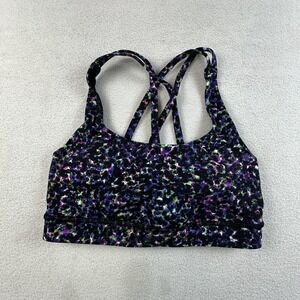 Lululemon Sports Bra Womens 4 Black Multi Energy Bra Strappy Padded Activewear